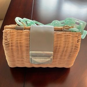 This season straw purse light blue
